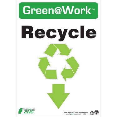 ZING Green At Work Sign, 14X10- Model 2039